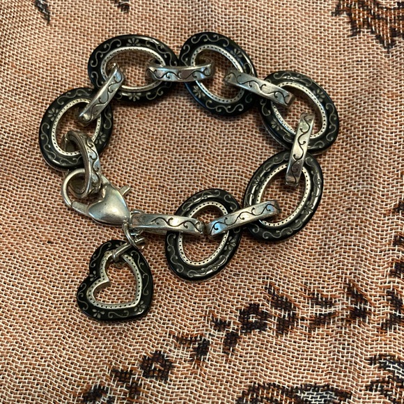Brighton vintage Silver and black etched Chain Link Bracelet, so unique.❤️ - Picture 2 of 5